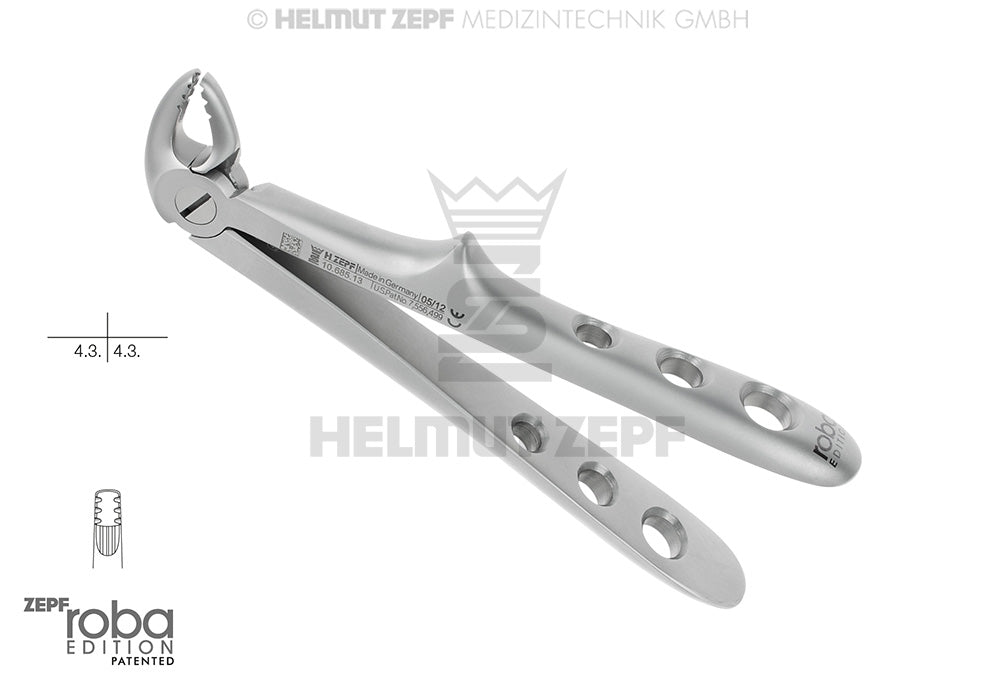 Pediatric extraction forceps English pattern #13 for children Roba Design by Helmut Zepf, stainless steel dental tool