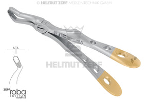 Pediatric extraction forceps english pattern #52 by Helmut Zepf, diamond coated Roba Design for primary tooth extractions in children