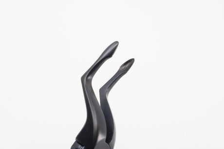 Helmut Zepf #51-Sb upper root extraction forceps serrated edges Xcision-Line Onyx Coating close-up view