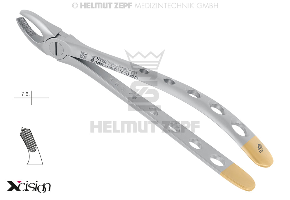 Helmut Zepf #17 diamond coated extraction forceps upper right molars English Pattern Xcision-Line No.12.017.00ZD