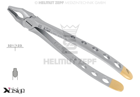 Helmut Zepf diamond coated extraction forceps upper incisors canines English Pattern #34A Xcision-Line far reaching special beaks
