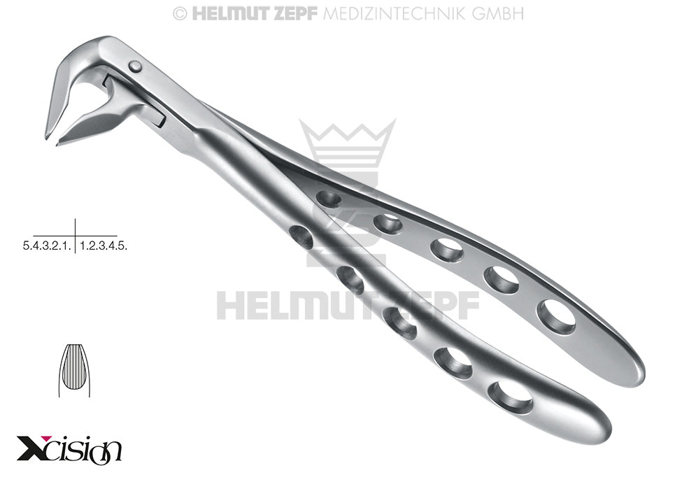 Helmut Zepf extraction forceps lower incisors and premolars #36M English Pattern Far Reaching Xcision-Line Secure-Line dental instrument