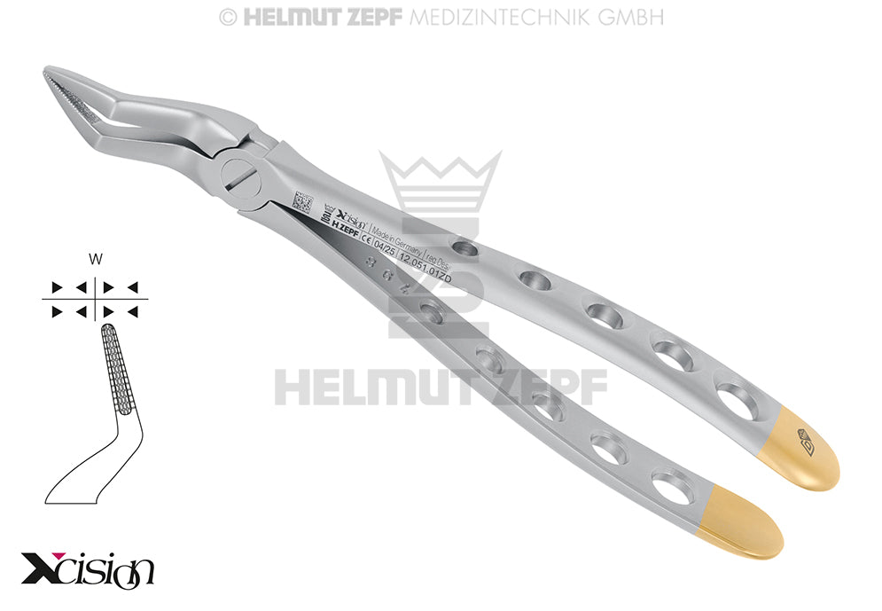 Helmut Zepf #51A diamond coated extraction forceps upper jaw roots, English Pattern Xcision-Line®