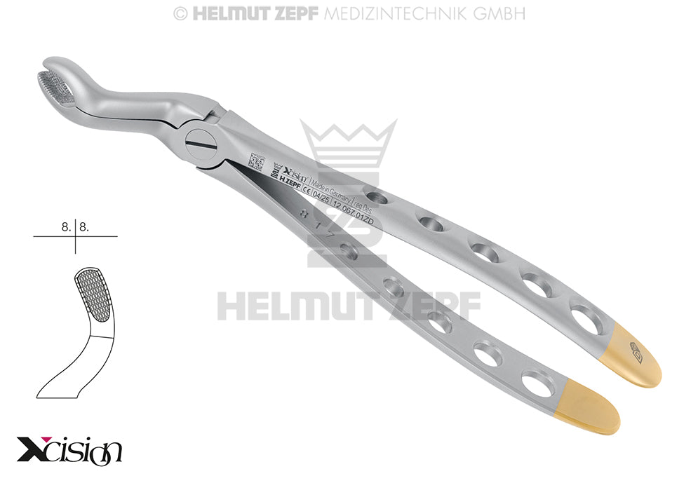 Helmut Zepf #67A diamond coated upper wisdom teeth extraction forceps English Pattern Xcision-Line