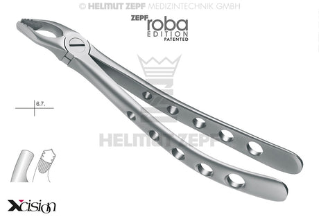 Helmut Zepf 12.218.00Z Extraction Forceps #18 Modified Roba-Edition, upper left molars, Xcision-Line