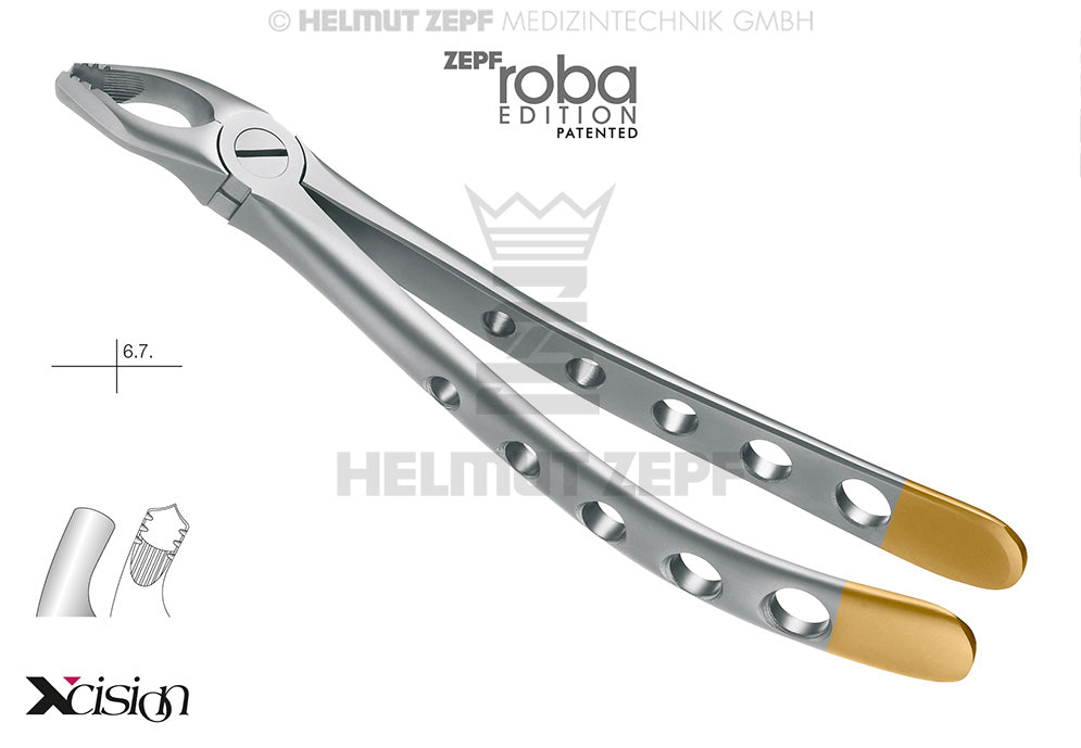 Dental Extraction Forceps English Pattern #36N Modified Roba-Edition Lower Incisors Premolars Far Reaching Xcision-Line