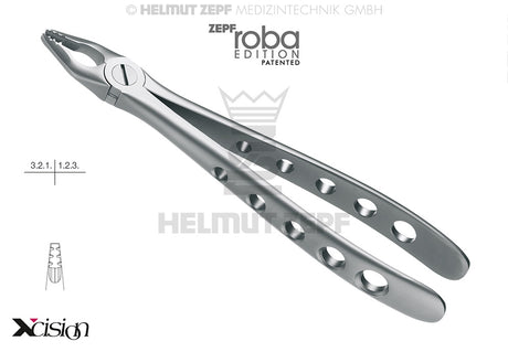 Helmut Zepf 12.234.07Z Extraction Forceps #34N Modified Roba-Edition, upper incisors and canines, Xcision-Line