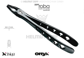 diamond coated extraction forceps upper incisors #34M Roba-Edition Xcision-Line Onyx Coating by Helmut Zepf