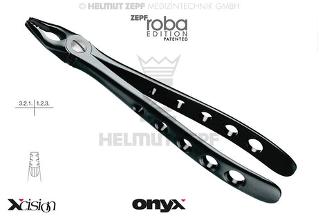 diamond coated extraction forceps upper incisors #34M Roba-Edition Xcision-Line Onyx Coating by Helmut Zepf