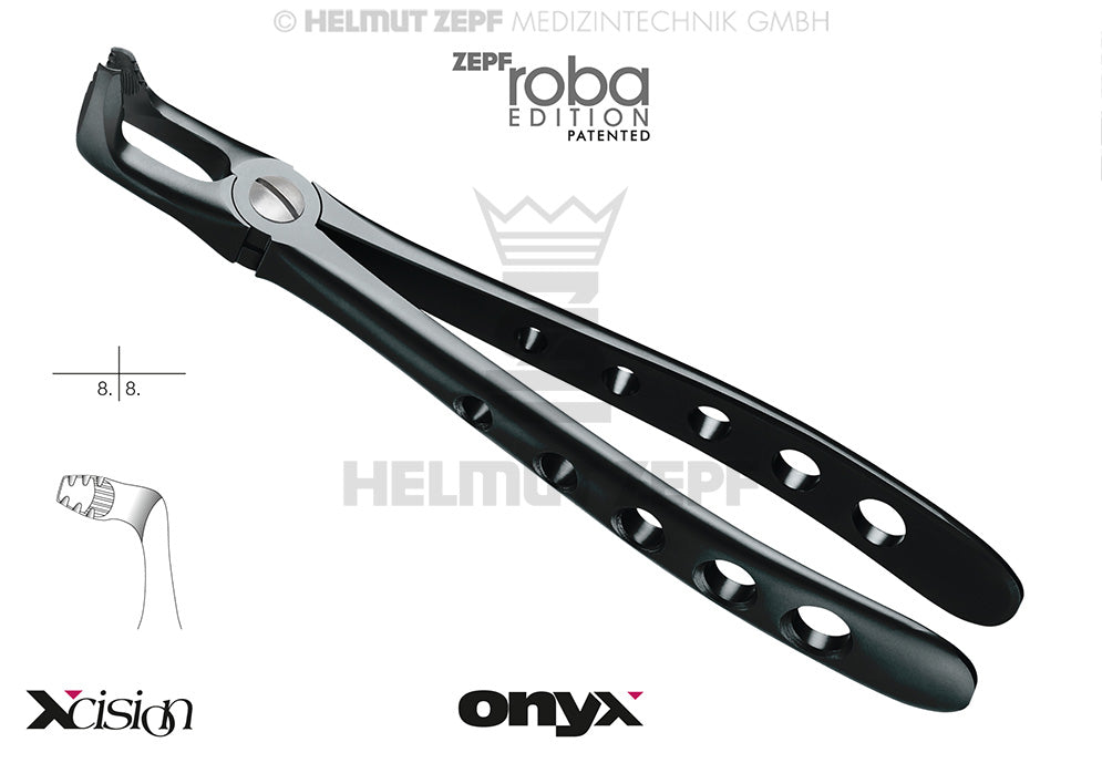lower wisdom teeth extraction forceps diamond coated, English Pattern #79 Modified, Onyx Coating, Xcision-Line Roba Edition
