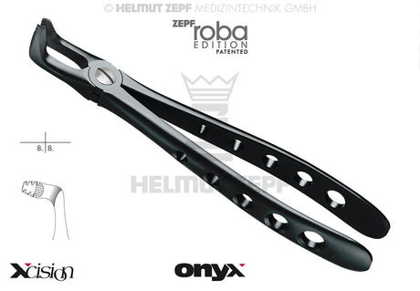 lower wisdom teeth extraction forceps diamond coated, English Pattern #79 Modified, Onyx Coating, Xcision-Line Roba Edition