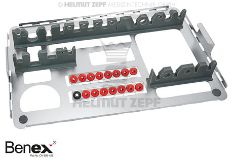 Benex extraction system rack tray by Helmut Zepf No. 12.302.01 for organized dental extraction tool storage