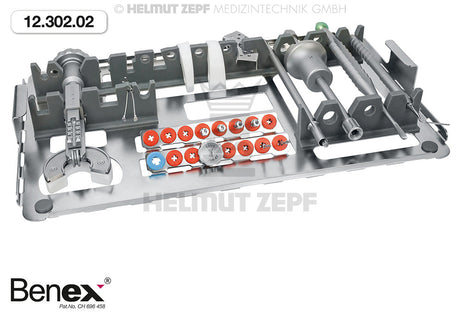 Benex extraction system rack tray by Helmut Zepf No. 12.302.01, organized dental extraction tools