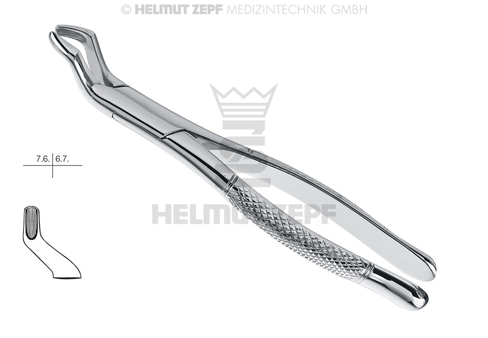 Helmut Zepf upper molar extraction forceps American pattern #10-S, dental tool for teeth 7.6 & 6.7