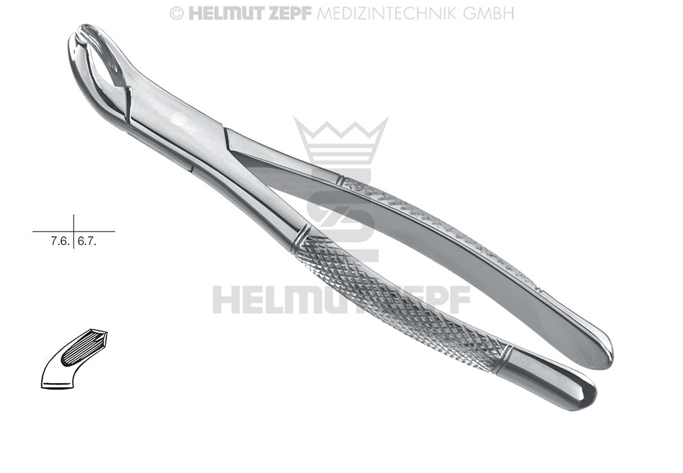 Helmut Zepf #17 lower molar extraction forceps American pattern, standard, either side, stainless steel dental instrument