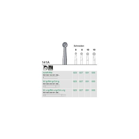 Busch 141A 023 RA-L SURGERY ROUND CARB - (Pack of 2) Bur Made in Germany