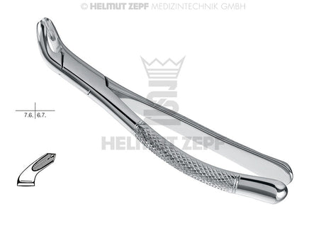 lower molar extraction forceps American pattern #217 by Helmut Zepf, stainless steel dental instrument