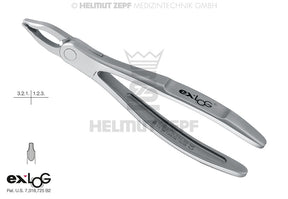 Helmut Zepf exLOG #34 upper incisor extraction forceps deep parallel grip for cuspids, stainless steel dental instrument