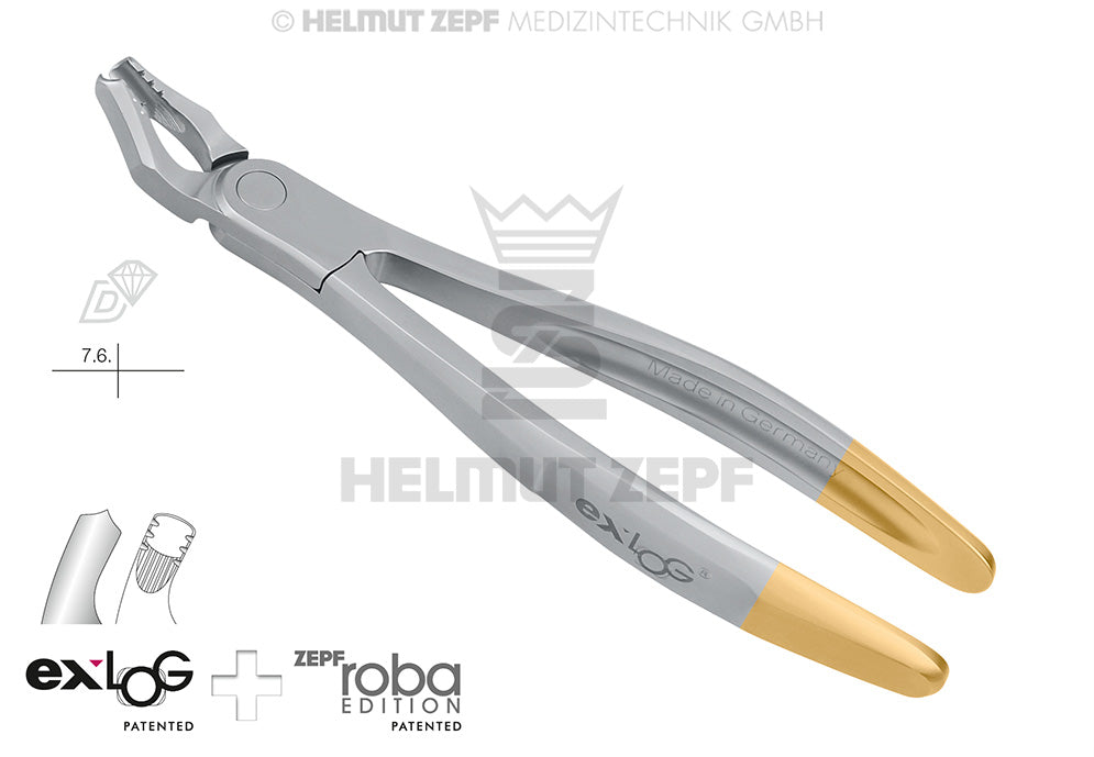 Helmut Zepf exLOG #17 upper molar extraction forceps diamond coated jaws for upper right molars deep parallel grip
