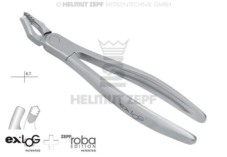 upper left molar extraction forceps exLOG #18 deep parallel grip beaks Helmut Zepf 15.218.00