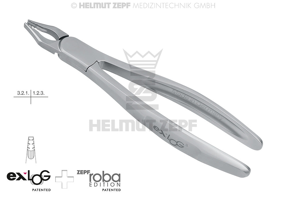 Helmut Zepf exLOG #34N upper incisor extraction forceps deep parallel grip Roba special beaks dental tool
