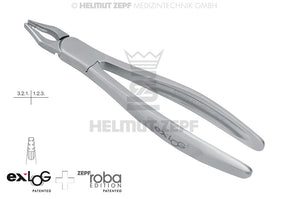 Helmut Zepf exLOG #34N upper incisor extraction forceps deep parallel grip Roba special beaks dental tool