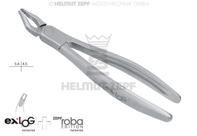 Helmut Zepf exLOG #35N Roba-Edition upper premolar extraction forceps deep parallel grip for teeth 5.4 & 4.5