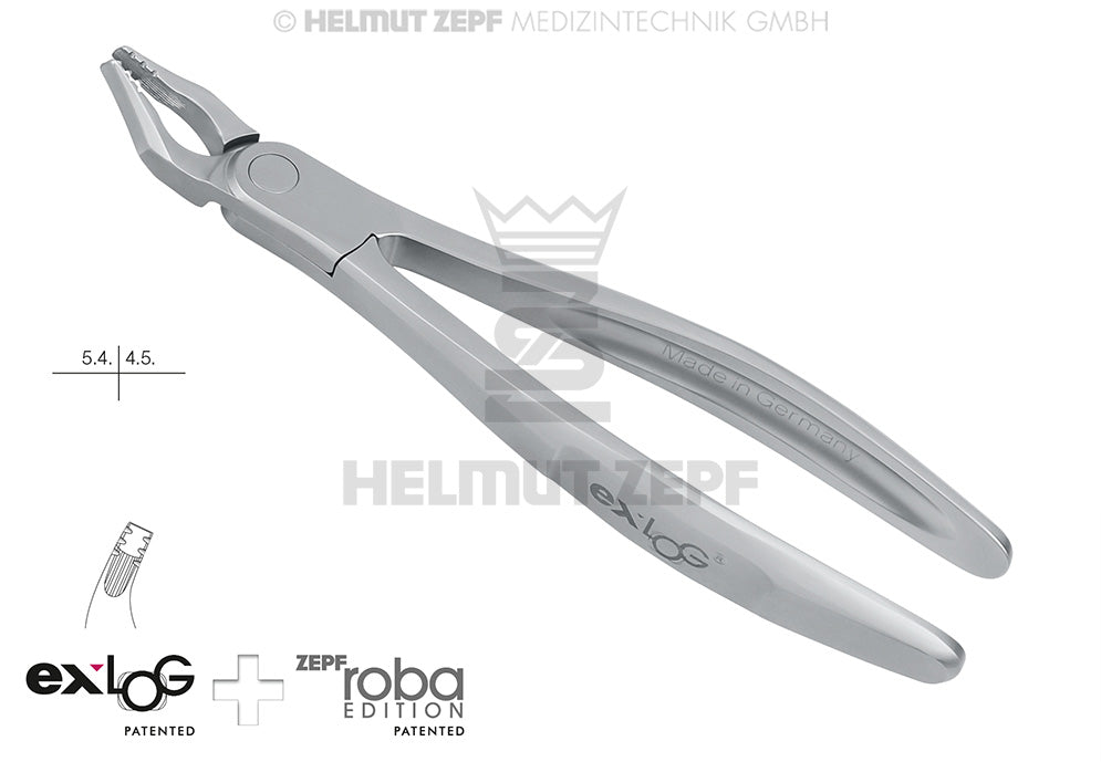 Helmut Zepf exLOG #35M upper premolar extraction forceps deep parallel grip Roba-Edition by Dr. Beck No.15.235.08