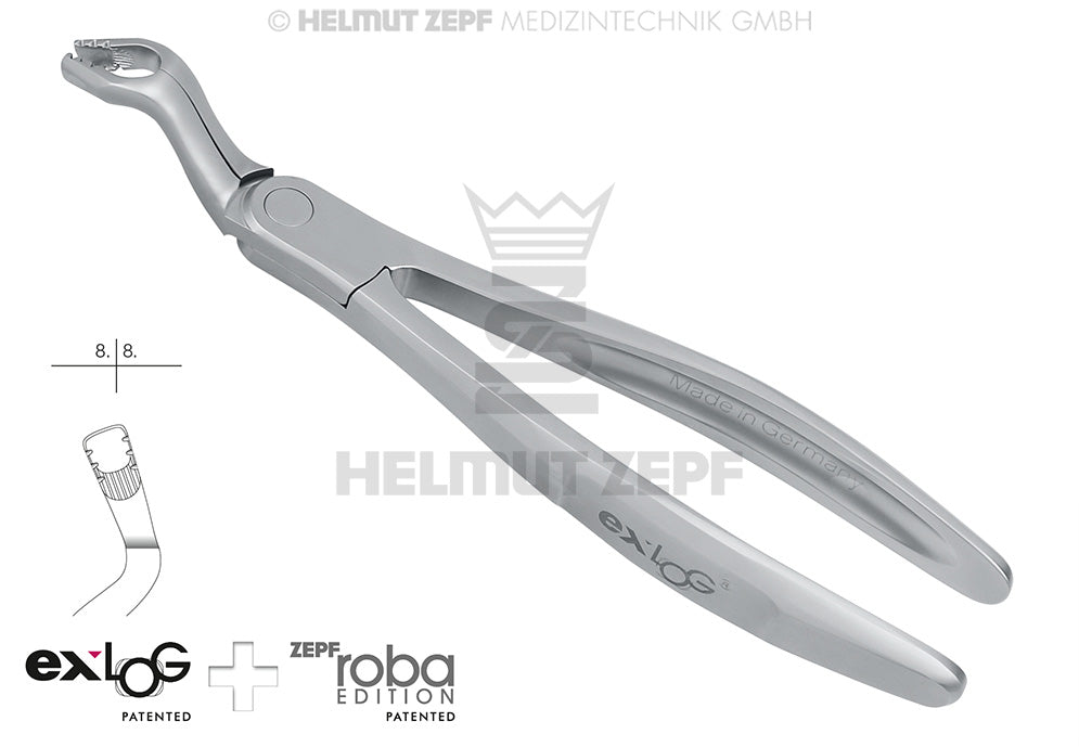 Helmut Zepf exLOG #67A upper wisdom teeth extraction forceps with special beaks for deep and parallel grip