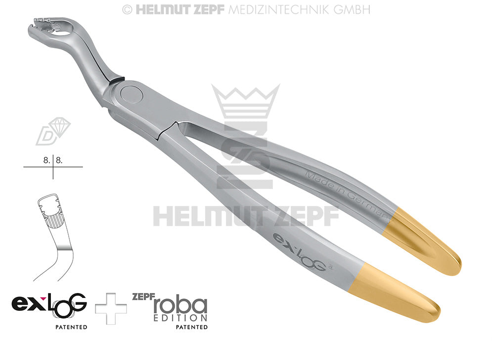 upper wisdom teeth extraction forceps diamond coated exLOG #67A special beaks deep parallel grip Helmut Zepf 15.267.01D