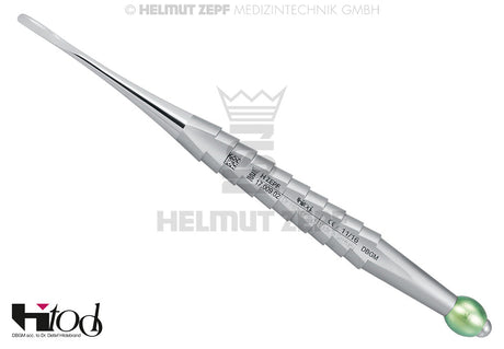 Root Tip Elevator H-Tool #2 Straight 3.5mm Green Metallic ID Ball by Helmut Zepf 17.009.02