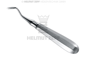 Helmut Zepf curved root elevator Flohr handle #3, stainless steel dental instrument No. 17.010.03