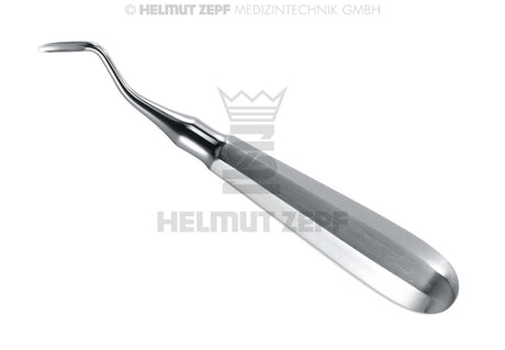 Helmut Zepf curved root elevator Flohr handle #3, stainless steel dental instrument No. 17.010.03