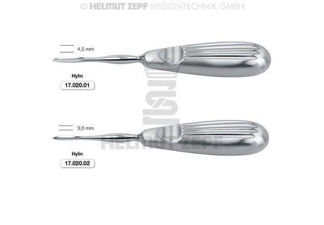 Helmut Zepf Hylin root elevator round tip dental instrument 4.5mm standard handle thumb rest #1 No.17.020.01