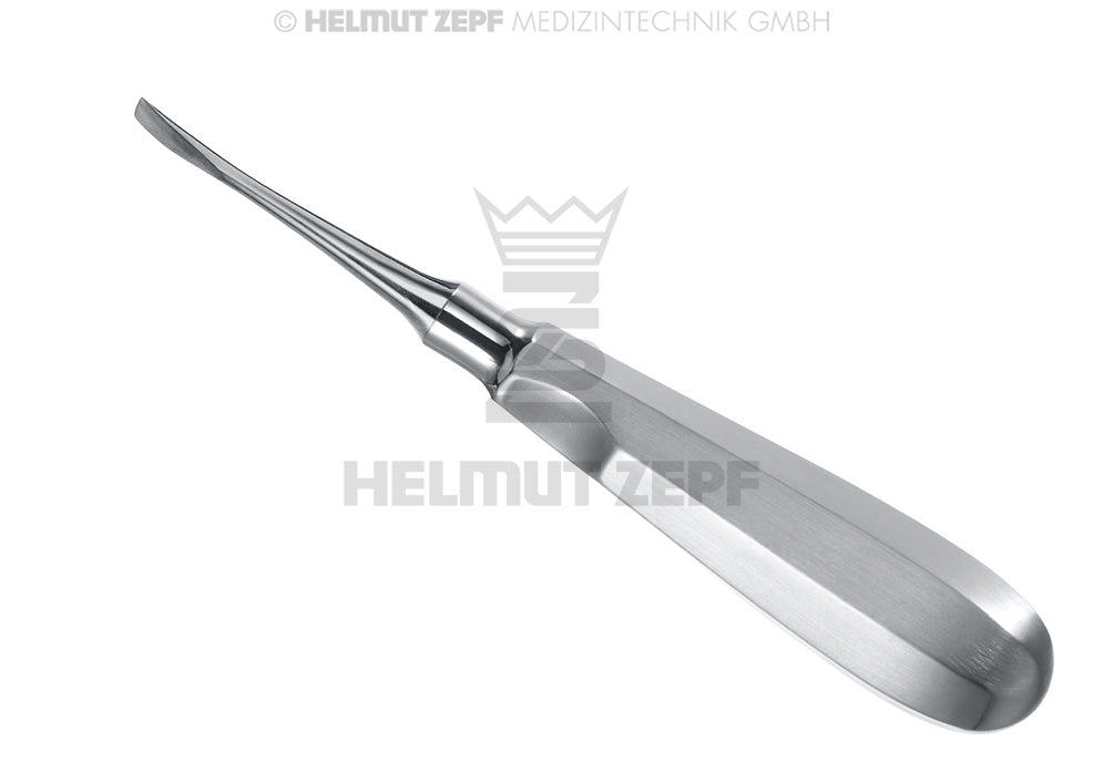 Root Tip Elevator angled root elevator dental instrument #62 4mm flat thumb-rest handle 160mm Helmut Zepf