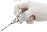 Root Tip Elevator Gärtner #1 by Helmut Zepf, flat sharp tip Ø 3.5mm, ZEPF Carpal Handle, held in gloved hand
