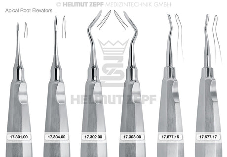 Helmut Zepf Root Tip Elevator #301 Apical Set – Surgical Extraction Instruments, Standard Handle with Thumb Rest