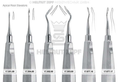 Root Tip Elevator #303 Apical by Helmut Zepf – Apical Root Elevators Set, Standard Handle with Thumb Rest, German Made