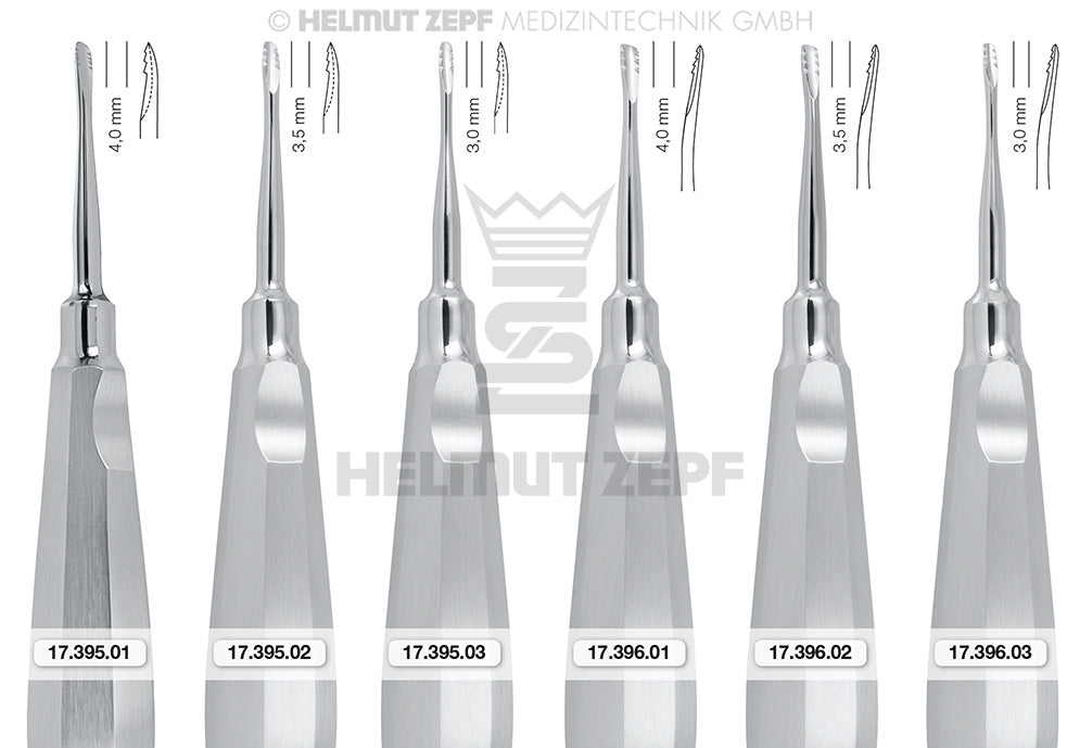 Root Tip Elevator Lindo Levien #LLM 3.5mm by Helmut Zepf - Surgical Dental Instruments Set 17.395.01-17.396.03