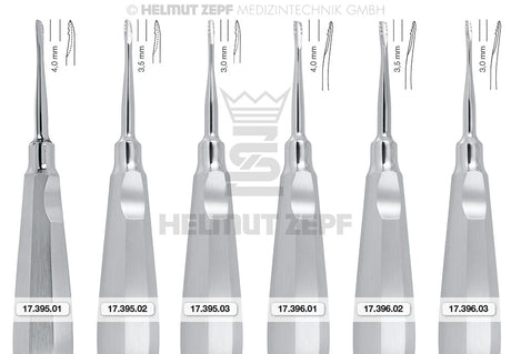 Root Tip Elevator Lindo Levien #LLLC Curved-Up Tip 4.0mm Helmut Zepf 17.396.01 dental surgical extraction instrument