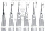 Root Tip Elevator Lindo Levien LLMC 3.5mm curved-up tip by Helmut Zepf, set of dental extraction instruments