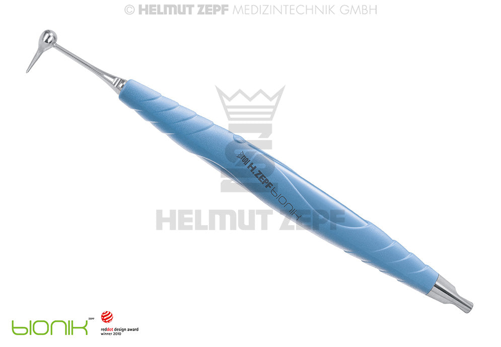 Denture Removal Tool Easy Lifter by Dr. Wietzorke, Helmut Zepf bIONIK Handle Turquoise-Brightblue No. 19.265.06