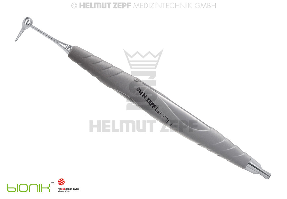 Denture Removal Tool Easy Lifter by Dr. Wietzorke in bIONIK Handle Grey by Helmut Zepf No. 19.265.09