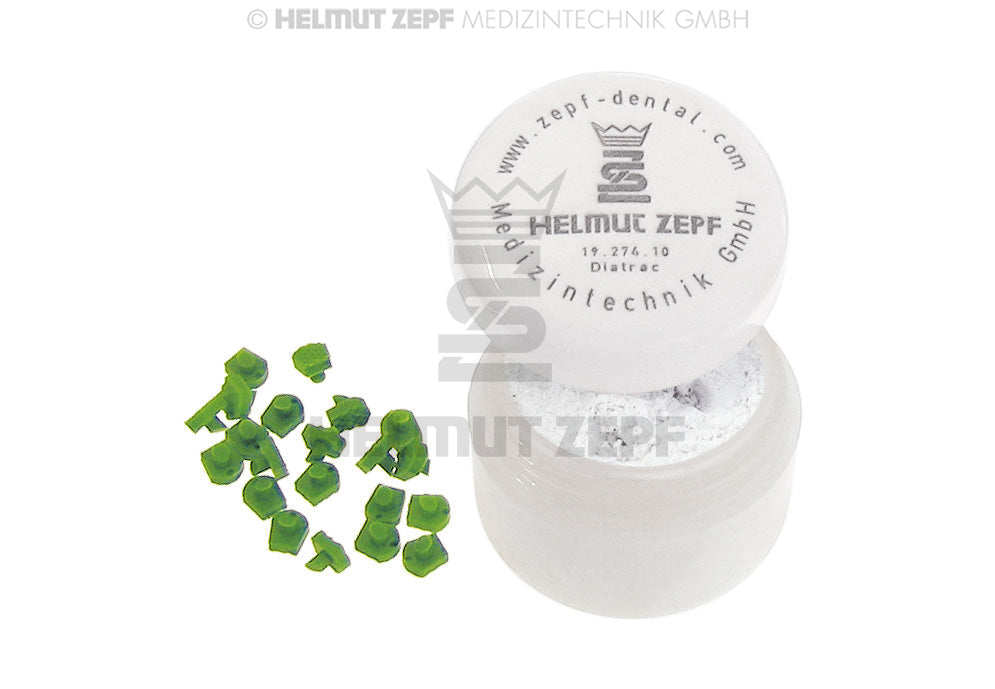 Crown Remover Instrument Replacement Set by Helmut Zepf with 40 plastic tips and Diatrac adhesive powder for Crown Tractor