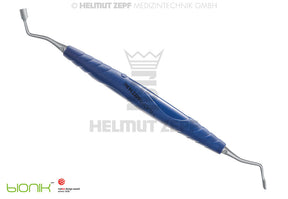 Helmut Zepf augmentation material applicator double-ended plugger 4.5mm cobalt blue bIONIK handle 15° tips No.19.603.15