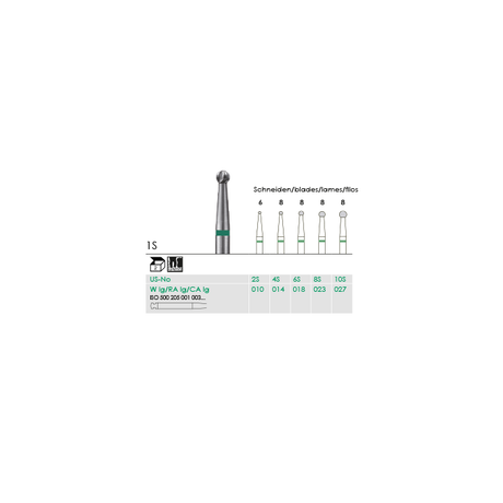 Busch 1S 018 RA-L ROUND CARBIDE - (Pack of 2) Bur Made in Germany