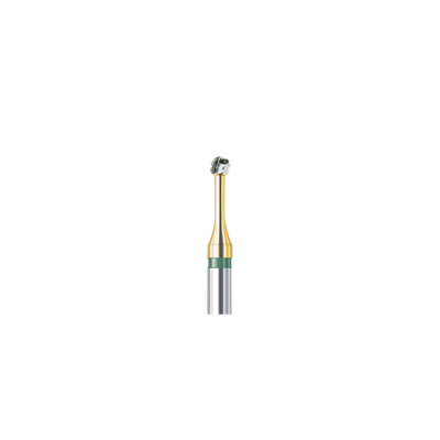 1SXM 014 round carbide dental bur SXM cut with gold-plated slender neck and green ring for cavity preparation