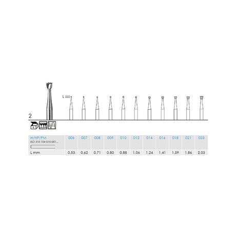 Busch 2 023 HP INV CONE STEEL - (Pack of 6) Bur Made in Germany