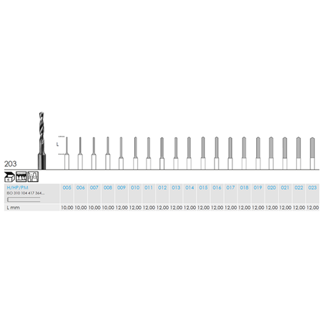 Busch 203 019 HP TWIST DRILL STEEL - (Pack of 6) Bur Made in Germany