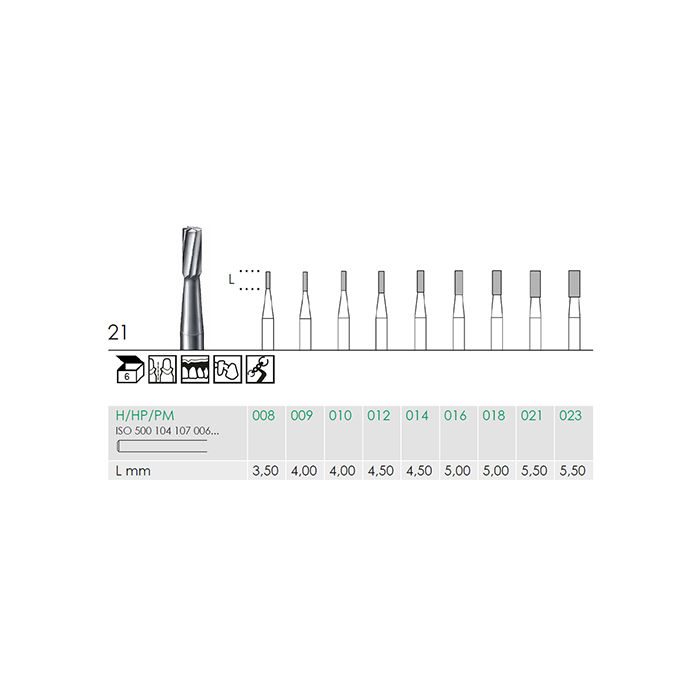 Busch 21 018 HP FISS CYL CARBIDE - (Pack of 6) Bur Made in Germany